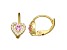 Pink And White Cubic Zirconia 14k Yellow Gold Over Sterling Silver Children's Heart Earrings 0.63ctw