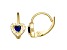 Blue Spinel And White Cubic Zirconia 14k Yellow Gold Over Silver Children's Heart Earrings 0.63ctw