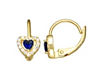 Blue Spinel And White Cubic Zirconia 14k Yellow Gold Over Silver Children's Heart Earrings 0.63ctw