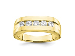 10K Yellow Gold Lab Grown Diamond SI1/SI2, G H I, 5-Stone Men's Channel Band