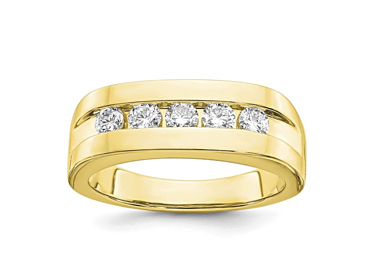 10K Yellow Gold Lab Grown Diamond SI1/SI2, G H I, 5-Stone Men's Channel Band