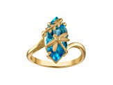 Blue Topaz 14K Yellow Gold Over Sterling Silver Dragonfly Ring 5.50ct