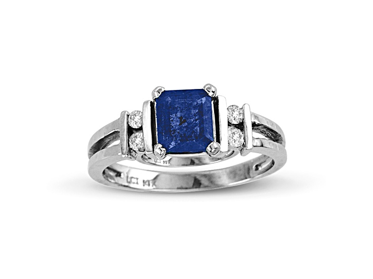 0.85ctw Sapphire and Diamond Ring in 14k White Gold