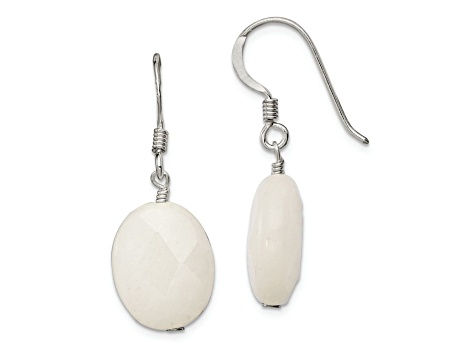 Sterling Silver White Jadeite Earrings