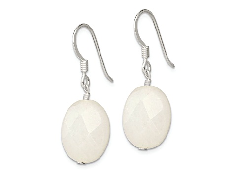 Sterling Silver White Jadeite Earrings