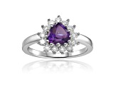 Heart Shape Amethyst with White Topaz Accents Sterling Silver Ring, 1.01ctw