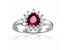 Heart Shape Lab Created Ruby with White Topaz Accents Sterling Silver Ring, 1.20ctw