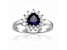 Heart Shape Lab Created Sapphire with White Topaz Accents Sterling Silver Ring, 1.22ctw