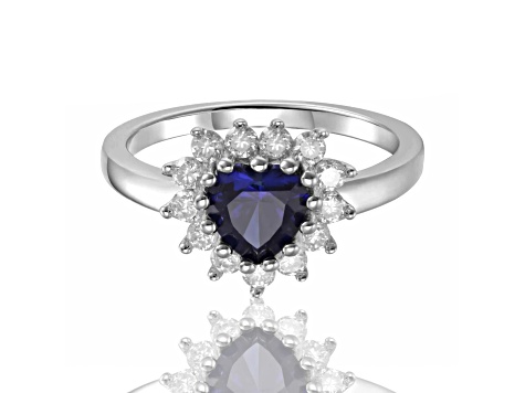 ●VVV● SET SNOW HEART STAR CUBIC RING 24FWRG043SVF Blue Lab Created Sapphire Heart Shaped ring with White Topaz