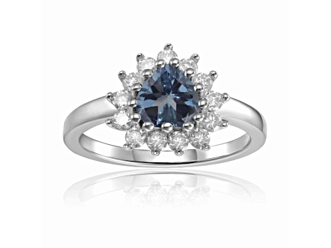 Heart Shape London Blue Topaz with White Topaz Accents Sterling Silver Ring, 1.26ctw