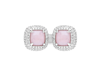 Picture of Judith Ripka 7mm Pink Opal & 0.90ctw Bella Luce® Diamond Simulant Rhodium Over Sterling Silver Ring