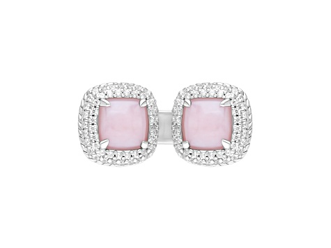 Judith Ripka 7mm Pink Opal & 0.90ctw Bella Luce® Diamond Simulant Rhodium Over Sterling Silver Ring