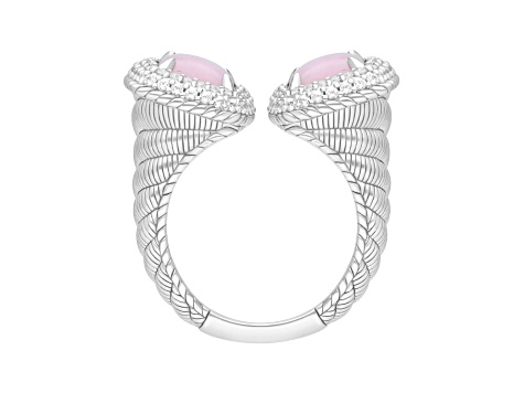 Judith Ripka 7mm Pink Opal & 0.90ctw Bella Luce® Diamond Simulant Rhodium Over Sterling Silver Ring