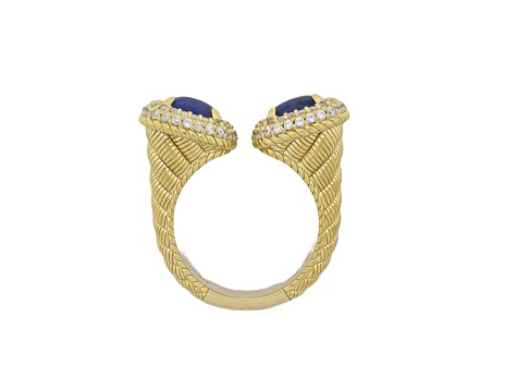 Judith Ripka 7mm Dumortierite & 0.90ctw Bella Luce® Diamond Simulant 14K Gold Clad Ring