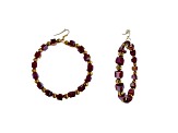 Off Park® Collection, Gold Tone Shiny Red Bead and Gold Ball Frontal Hoop Earrings.