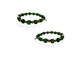 Off Park® Collection, Gold Tone Shiny Emerald Bead and Gold Ball Frontal Hoop Earrings.