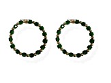 Off Park® Collection, Gold Tone Shiny Emerald Bead and Gold Ball Frontal Hoop Earrings.
