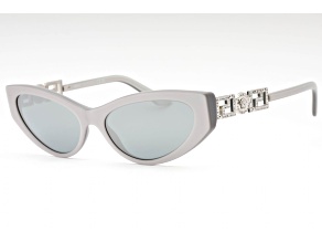 Versace Pearl Gray Cat Eye Frame / Blue-Silver Mirrored Lenses Sunglasses