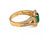 1.07 Ctw Emerald With 0.42 Ctw White Diamond Ring in 14K YG