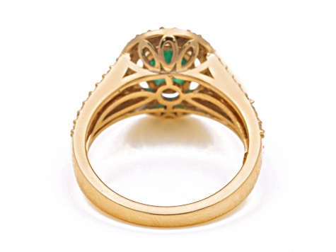 1.07 Ctw Emerald With 0.42 Ctw White Diamond Ring in 14K YG