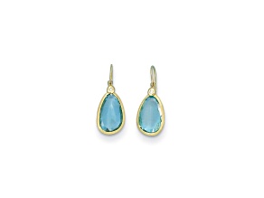 14K Yellow Gold Diamond and Blue Topaz Dangle Earrings