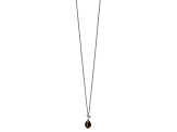 Sterling Silver Antiqued with 14K Accent Leaf Smoky Quartz with 2-inch ext Necklace