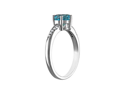 Swiss Blue Topaz and Diamond Sterling Silver Ring 1.65ctw