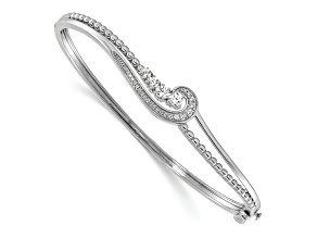 Rhodium Over 14K White Gold Lab Grown Diamond Infinity Double Bracelet Bangle 0.498ctw