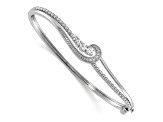 Rhodium Over 14K White Gold Lab Grown Diamond Infinity Double Bracelet Bangle 0.498ctw