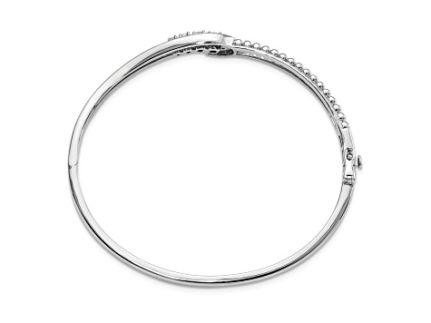 Rhodium Over 14K White Gold Lab Grown Diamond Infinity Double Bracelet Bangle 0.498ctw