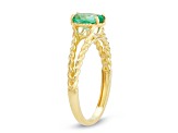 Oval Emerald 10K Yellow Gold Twist Band Ring 0.50ctw