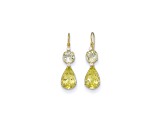 14K Yellow Gold Diamond, Green Prasiolite, and Lemon Quartz Earrings