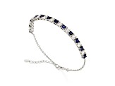 Lab Created Blue and White Sapphire Rhodium Over Sterling Silver Bracelet