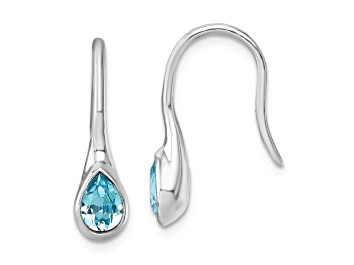 Picture of Rhodium Over Sterling Silver Polished Crystal Tear Drop Wire Earrings