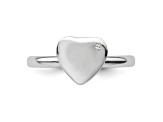 Rhodium Over Sterling Silver Stackable Expressions Heart Diamond Ring