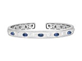 Judith Ripka Penelope Dumortierite & 0.35ctw Bella Luce® Rhodium Over Sterling Silver Cuff Bracelet