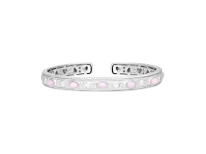 Judith Ripka"Penelope"  Pink Opal and 0.35ctw Bella Luce® Rhodium Over Sterling Silver Cuff Bracelet