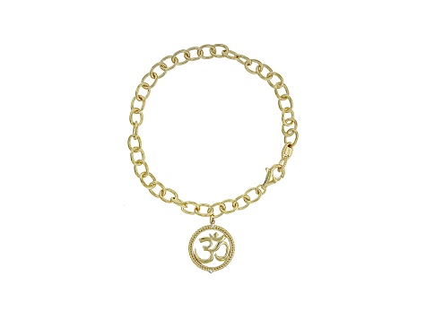 Judith Ripka 14K Gold Clad Cable Chain Bracelet with Drop Charm