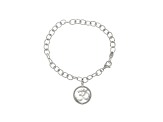 Judith Ripka Rhodium Over Sterling Silver Cable Chain Bracelet with Drop Charm