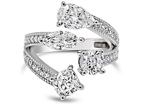 Judith Ripka 4.67ctw Bella Luce Diamond Simulant Rhodium Over Sterling Silver Bypass Ring