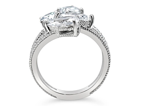 Judith Ripka 4.67ctw Bella Luce Diamond Simulant Rhodium Over Sterling Silver Bypass Ring