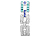 Judith Ripka Turquoise and Lapis Lazuli Rhodium Over Sterling Silver Open Link Cuff Bracelet