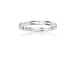 Baguette White Topaz Sterling Silver Eternity Band Ring, 0.40ctw
