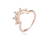 White Sapphire 14K Rose Gold Over Sterling Silver Crown Design Ring Guard, 0.10ctw