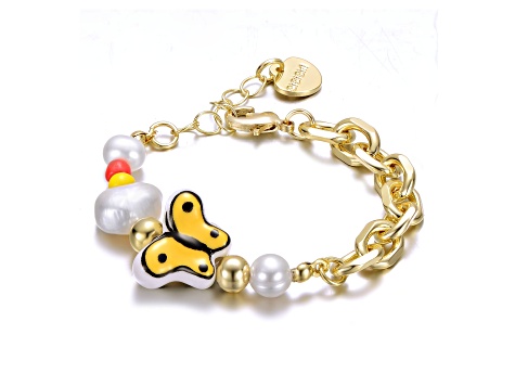 Freshwater Pearls, Kids 14k Gold Plated over Brass Multi Color Beads bracelet