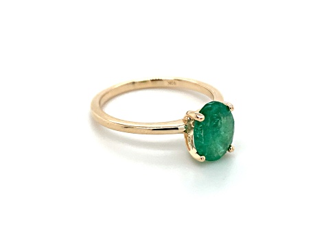 10K Yellow Gold Oval Emerald Solitaire Ring 1.38ct