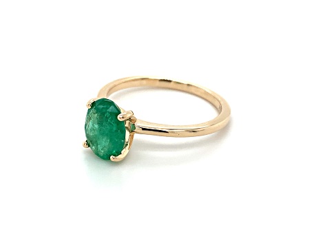 10K Yellow Gold Oval Emerald Solitaire Ring 1.38ct