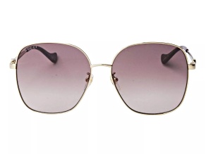 Gucci Gold Tone Oversize Frame / Gray Brown Gradient Lens Sunglasses
