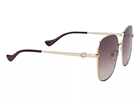Gucci Gold Tone Oversize Frame / Gray Brown Gradient Lens  display picture 3