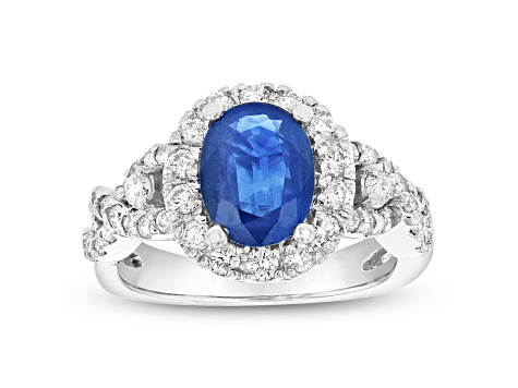 2.50ctw Sapphire and Diamond Ring in 14k White Gold